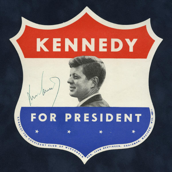 Autograph 04008 John F. Kennedy signed 1960 presidential campaign